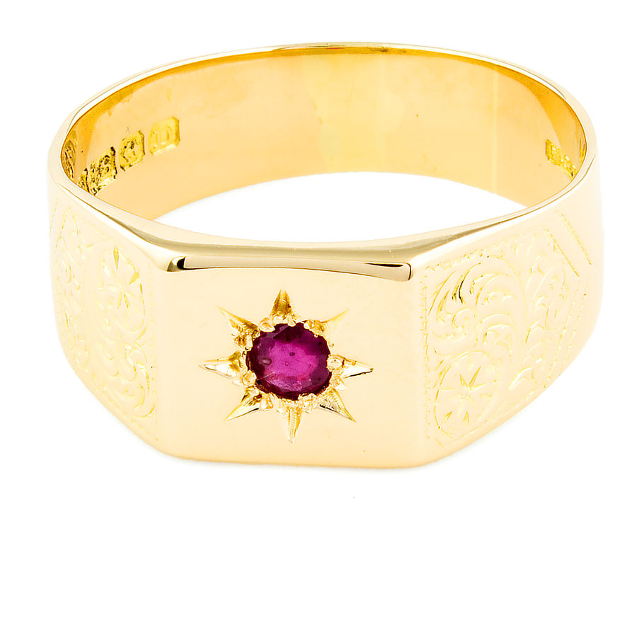 18ct gold Ruby Signet Ring size U